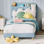 Struttura letto singola con testiera libreria, imbottita in velluto - Supporto a doghe in legno, silenziosa, non necessita di box spring, facile da montare