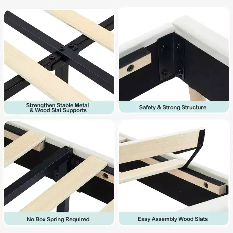 Struttura letto singola con testiera libreria, imbottita in velluto - Supporto a doghe in legno, silenziosa, non necessita di box spring, facile da montare