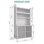 Chic Crate Dispensa in metallo a 6 livelli con sportello ribaltabile e pannello forato alta 73'' - Pensile Antiribaltamento per Cucina/Sala da pranzo/Soggiorno