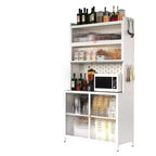 Chic Crate Dispensa in metallo a 6 livelli con sportello ribaltabile e pannello forato alta 73'' - Pensile Antiribaltamento per Cucina/Sala da pranzo/Soggiorno