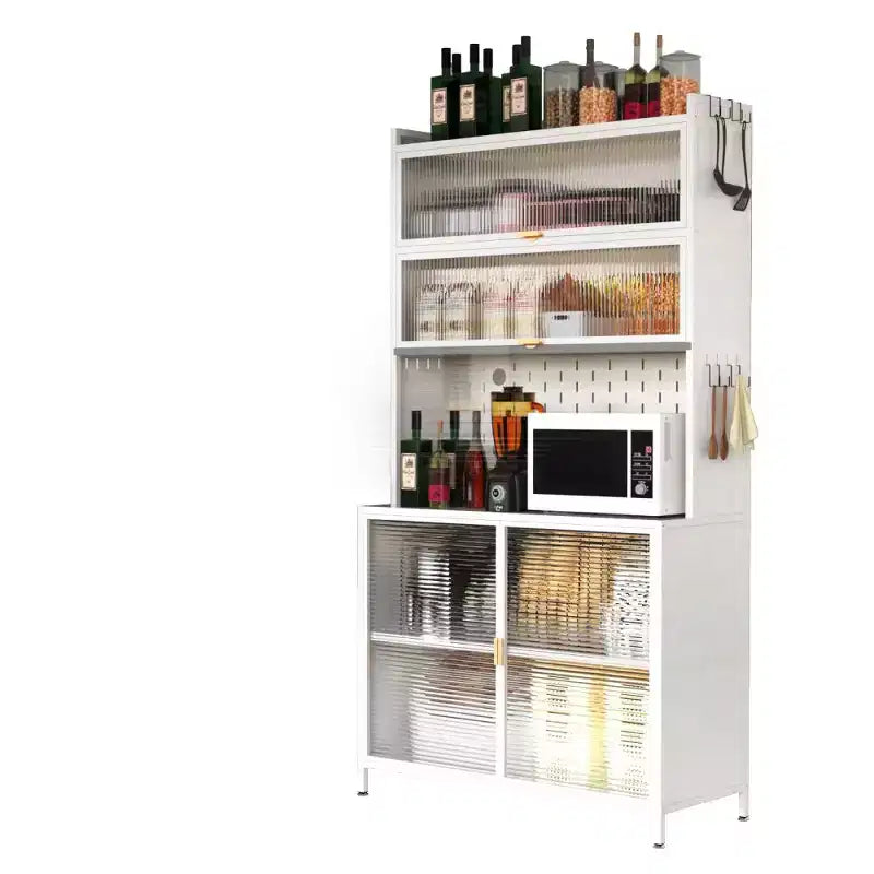 Chic Crate Dispensa in metallo a 6 livelli con sportello ribaltabile e pannello forato alta 73'' - Pensile Antiribaltamento per Cucina/Sala da pranzo/Soggiorno