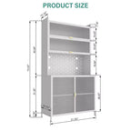 Chic Crate Dispensa in metallo a 6 livelli con sportello ribaltabile e pannello forato alta 73'' - Pensile Antiribaltamento per Cucina/Sala da pranzo/Soggiorno