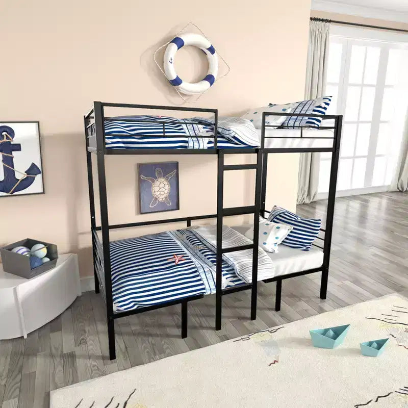 Letto a soppalco trasformabile a castello gemello su gemello/completo su completo con scrivania, letti a castello in metallo che si trasformano in spazio studio, letto a soppalco robusto per bambini e ragazzi