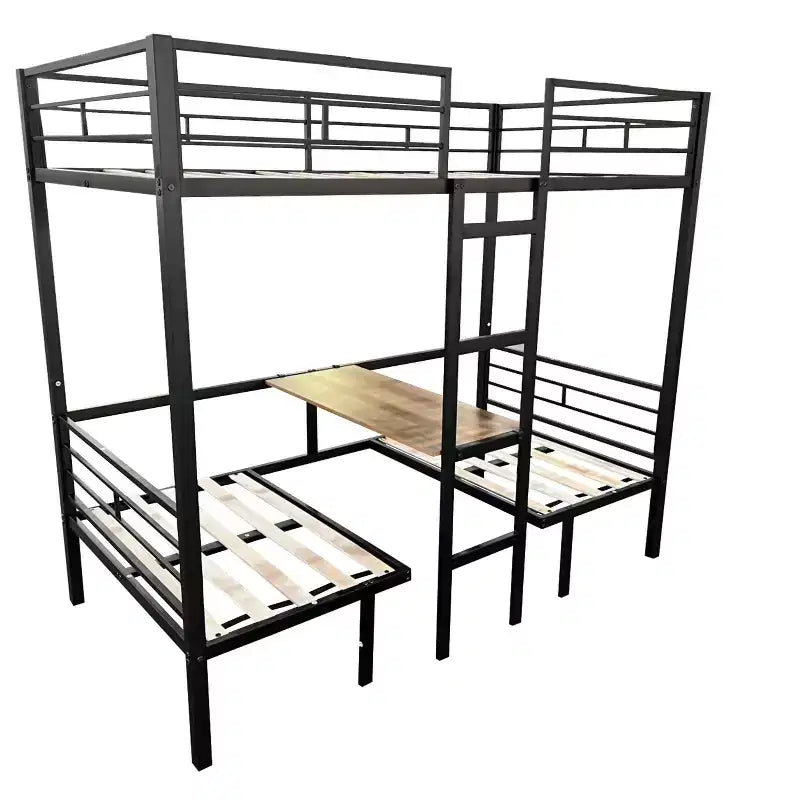 Letto a soppalco trasformabile a castello gemello su gemello/completo su completo con scrivania, letti a castello in metallo che si trasformano in spazio studio, letto a soppalco robusto per bambini e ragazzi