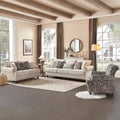 Piece Living Room Set, Modern Farmhouse Chenille Sofa and Loveseat with Nailhead Trim, Floral Accent Chair