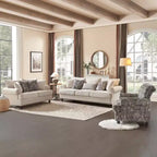 Piece Living Room Set, Modern Farmhouse Chenille Sofa and Loveseat with Nailhead Trim, Floral Accent Chair