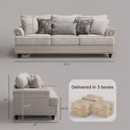 Set soggiorno a 3 pezzi, divano e divanetto in ciniglia modern farmhouse con borchie, poltrona floreale.