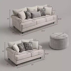 Set soggiorno a 3 pezzi, divano e divanetto in ciniglia modern farmhouse con borchie, poltrona floreale.