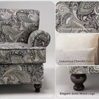 Set soggiorno a 3 pezzi, divano e divanetto in ciniglia modern farmhouse con borchie, poltrona floreale.