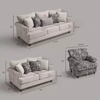 Set soggiorno a 3 pezzi, divano e divanetto in ciniglia modern farmhouse con borchie, poltrona floreale.