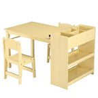 Tavolo da disegno in legno per bambini con 2 sedie e spazio portaoggetti, porta rotolo di carta, piano di lavoro cancellabile. Scrivania per attività di disegno, sala giochi, cameretta dei bambini
