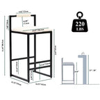 2 Sgabelli da bar da 24,8" (63 cm), sedie da bar moderne industriali con schienale e poggiapiedi, sgabelli da isola da cucina con seduta imbottita, beige