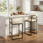 2 Sgabelli da bar da 24,8" (63 cm), sedie da bar moderne industriali con schienale e poggiapiedi, sgabelli da isola da cucina con seduta imbottita, beige