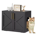 Large Cat Litter Box Enclosure, Hidden Cat Litter Box Furniture with 2 Doors and Pads, Wooden Kitty Litter Cabinet for Home