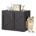 Large Cat Litter Box Enclosure, Hidden Cat Litter Box Furniture with 2 Doors and Pads, Wooden Kitty Litter Cabinet for Home