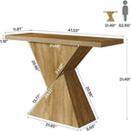Consolle da ingresso rustica da 41,5 pollici, tavolo stretto da divano dietro al divano con base geometrica per corridoio, ingresso