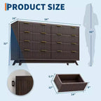 Cassettiera scanalata a 8 cassetti, comò moderno in legno, design con profilo curvo, per camera da letto, soggiorno