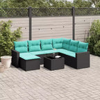 Set Divano da Patio 8 Pezzi con Cuscini in Polyrattan Nero
