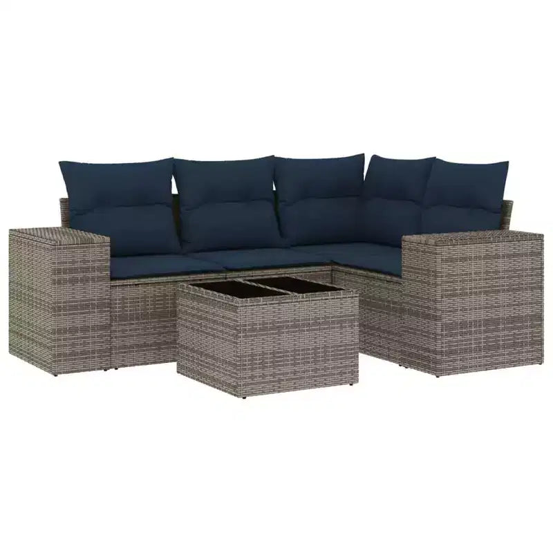 vidaXL Outdoor Sofa Set Solid Acacia Wood and Polyester Natural