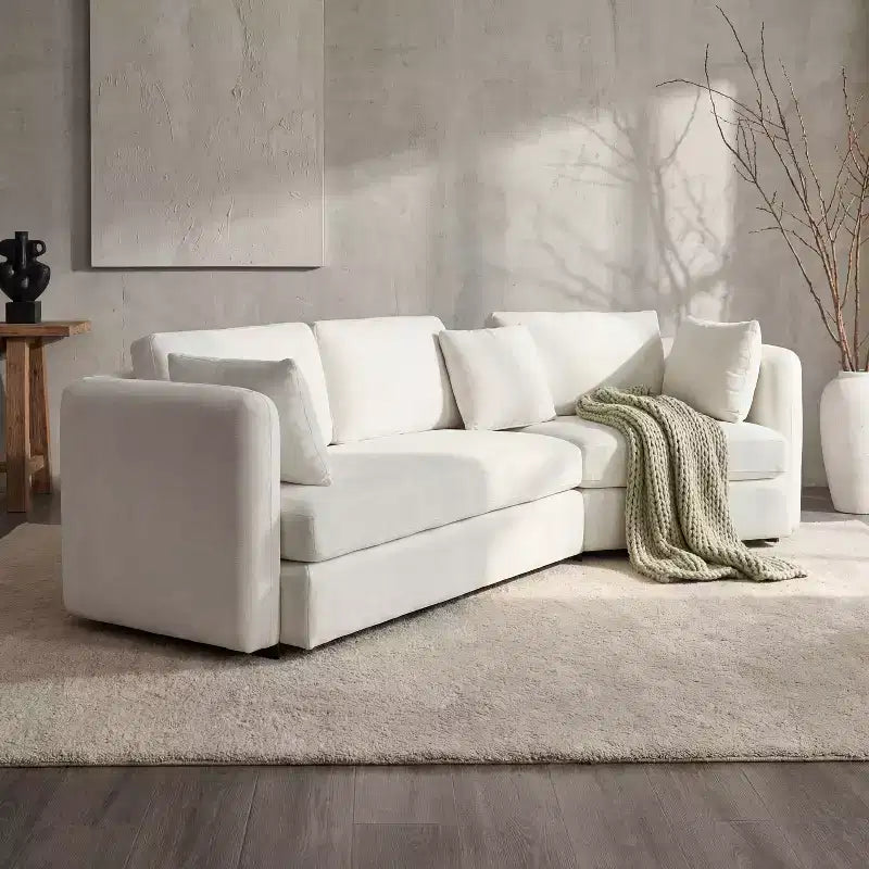 Divano modulare curvo Landon Modern 116.5 a 3 posti imbottito con cuscini mobili e 2 cuscini decorativi