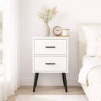 2-Drawer Nightstand with Metal Legs and Metal Handles, Modern White Bedside Table, Small End Table for Bedroom, Living Room or Apartment