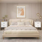 Comodino a 2 cassetti con gambe e maniglie in metallo, comodino moderno bianco, tavolino piccolo per camera da letto, soggiorno o appartamento