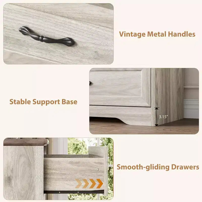 Comò, Comò in Legno per Camera da Letto, Dispositivo Antiribaltamento, Maniglia in Metallo, Organizer Moderno, per Soggiorno, Camera da Letto
