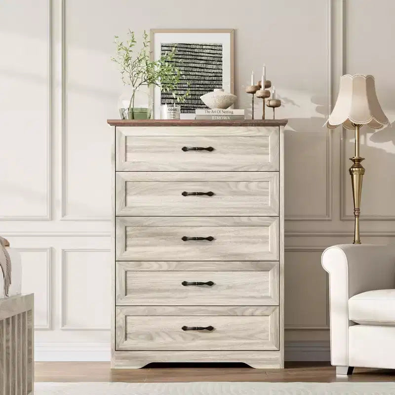 Comò, Comò in Legno per Camera da Letto, Dispositivo Antiribaltamento, Maniglia in Metallo, Organizer Moderno, per Soggiorno, Camera da Letto