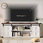 Mobile porta TV per televisori da 75 pollici, mobile TV in stile rustico con ante scorrevoli a fienile e armadietti, mobile consolle TV moderno per soggiorno e camera da letto