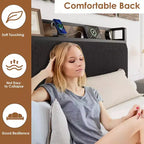 COZONY Letto con Piattaforma con Cassetti Contenitore e Ricarica USB, Testiera Imbottita in Velluto a Coste Nero, Silenzioso, Nessuna Molla a Scatola Necessaria