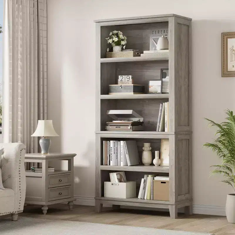 Libreria a 5 Ripiani Stile Industriale e Rustico, Espositore da Fattoria Rustico, Ripiani Regolabili, Organizer con Struttura in Metallo, per Soggiorno, Camera da Letto