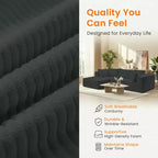 Mjkone Divano componibile a L oversize in velluto a coste con chaise longue, design modulare, nero