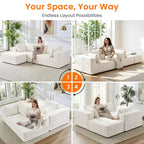 Mjkone Divano componibile a L oversize in velluto a coste con chaise longue, design modulare, nero