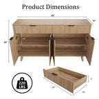 Mobile buffet credenza da 60 pollici, mobile bar scanalato per ingresso con 2 cassetti, tavolo consolle in legno per media, credenza d'accento per soggiorno e cucina