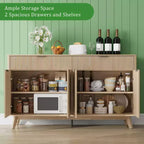 Mobile buffet credenza da 60 pollici, mobile bar scanalato per ingresso con 2 cassetti, tavolo consolle in legno per media, credenza d'accento per soggiorno e cucina