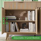 Mobile buffet credenza da 60 pollici, mobile bar scanalato per ingresso con 2 cassetti, tavolo consolle in legno per media, credenza d'accento per soggiorno e cucina