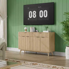 Mobile buffet credenza da 60 pollici, mobile bar scanalato per ingresso con 2 cassetti, tavolo consolle in legno per media, credenza d'accento per soggiorno e cucina