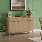 Mobile buffet credenza da 60 pollici, mobile bar scanalato per ingresso con 2 cassetti, tavolo consolle in legno per media, credenza d'accento per soggiorno e cucina