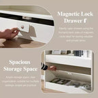 Armadietto da bagno alto 193 cm con arco, mobiletto portaoggetti in legno a 4 ripiani con cassetto inferiore con chiusura magnetica e 3 cassetti nascosti per bagno, lavanderia