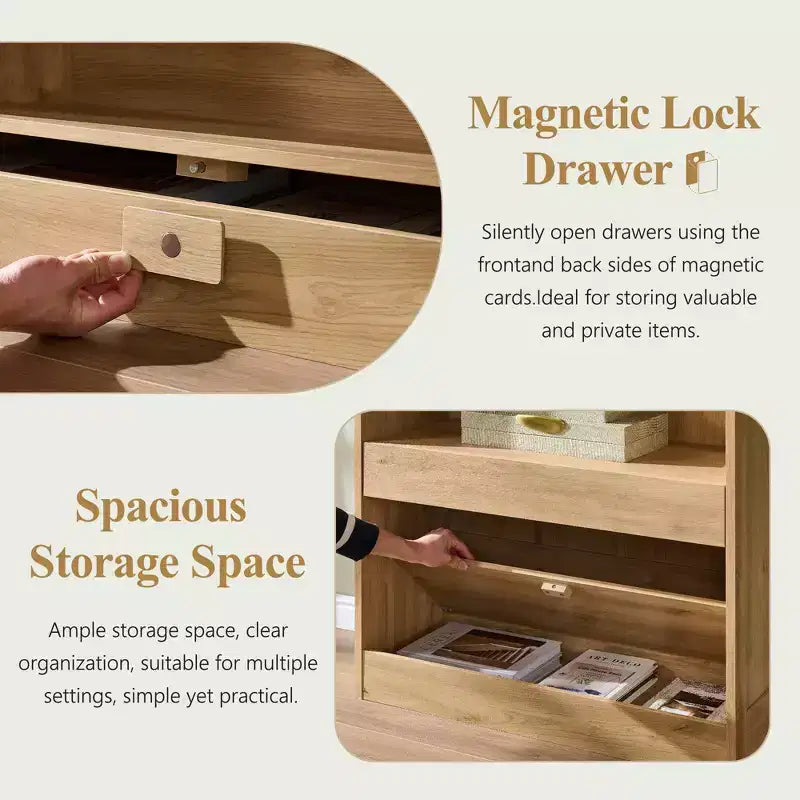 Armadietto da bagno alto 193 cm con arco, mobiletto portaoggetti in legno a 4 ripiani con cassetto inferiore con chiusura magnetica e 3 cassetti nascosti per bagno, lavanderia