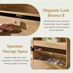 Armadietto da bagno alto 193 cm con arco, mobiletto portaoggetti in legno a 4 ripiani con cassetto inferiore con chiusura magnetica e 3 cassetti nascosti per bagno, lavanderia
