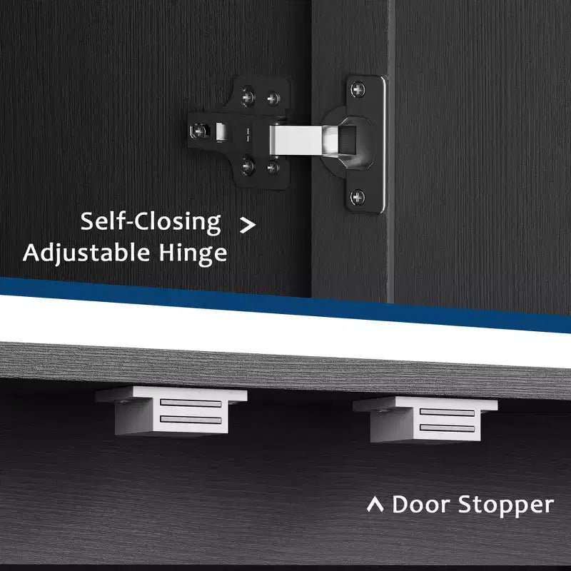 Mobile Dispensa da Cucina Stile Rustico, Credenza Autoportante, Ripiani Regolabili, 4 Ante, per Soggiorno