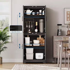 Mobile Dispensa da Cucina Stile Rustico, Credenza Autoportante, Ripiani Regolabili, 4 Ante, per Soggiorno