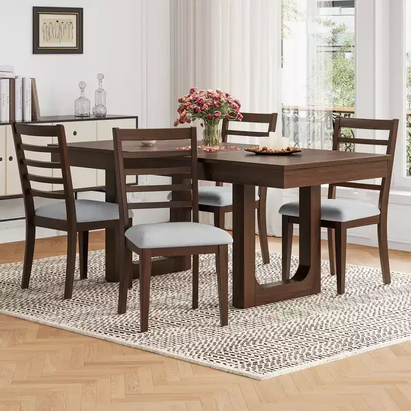 Set di 4 Sedie da Pranzo Stile Rustico Smith con Schienale Alto a Scaletta