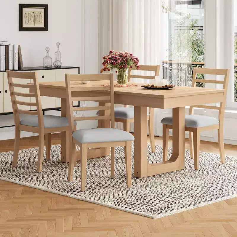 Set di 4 Sedie da Pranzo Stile Rustico Smith con Schienale Alto a Scaletta