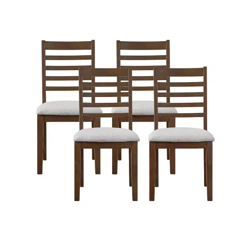 Set di 4 Sedie da Pranzo Stile Rustico Smith con Schienale Alto a Scaletta