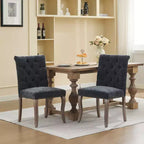 Sedia da pranzo imbottita in tessuto Maude Chenille con borchie decorative (Set di 2)