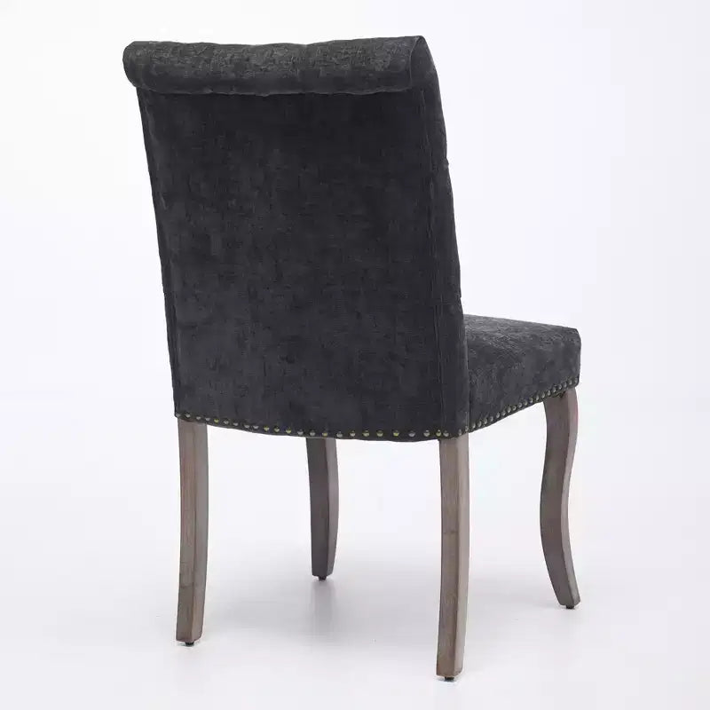 Sedia da pranzo imbottita in tessuto Maude Chenille con borchie decorative (Set di 2)