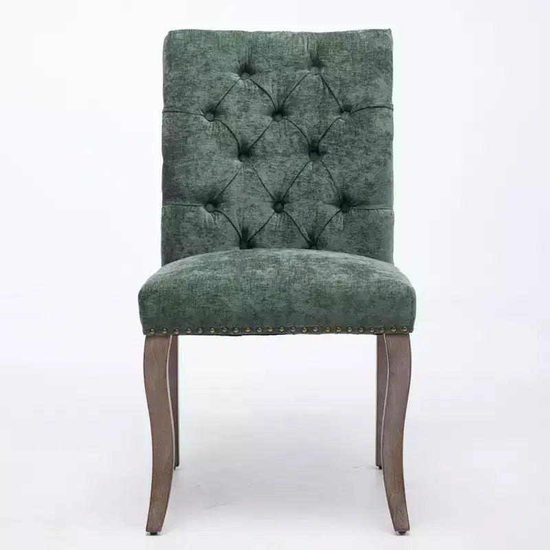 Sedia da pranzo imbottita in tessuto Maude Chenille con borchie decorative (Set di 2)