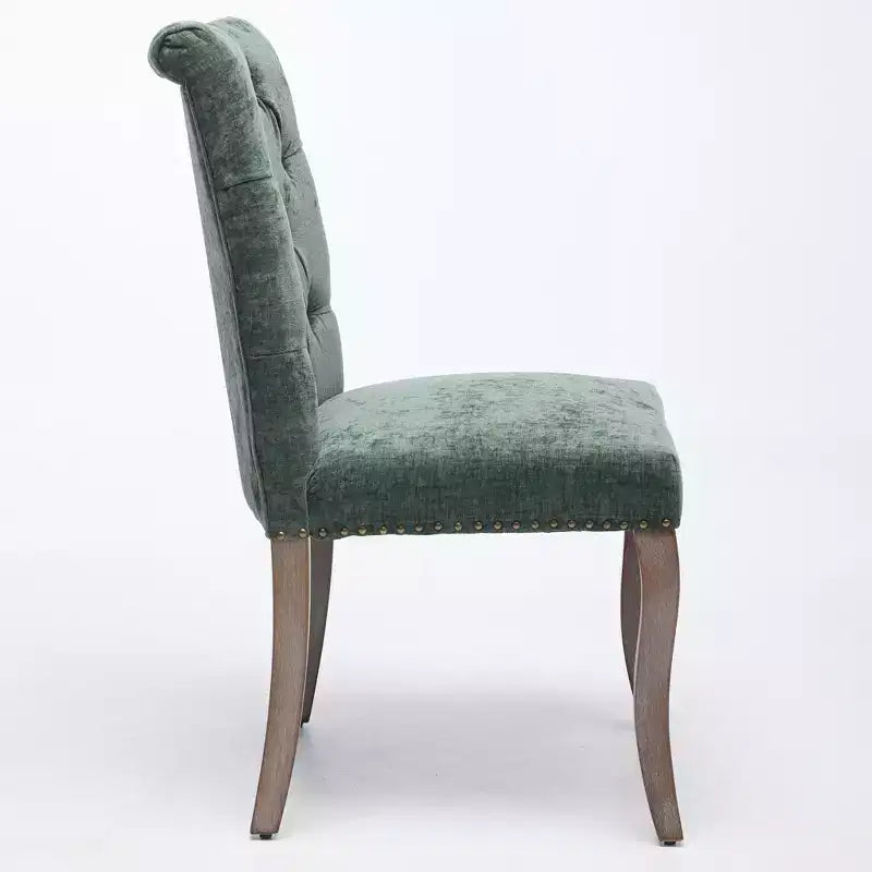 Sedia da pranzo imbottita in tessuto Maude Chenille con borchie decorative (Set di 2)